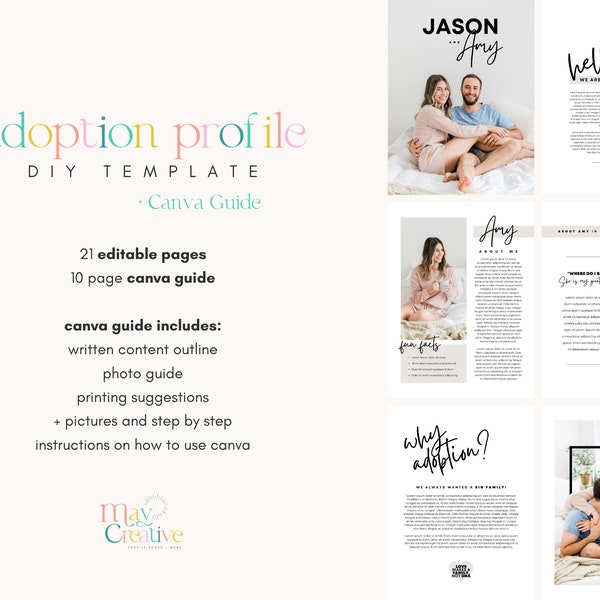 Classic & Clean · Adoption Profile Book Template · Editable Template Canva · Customizable DIY · Personalized Gifts For HAPs