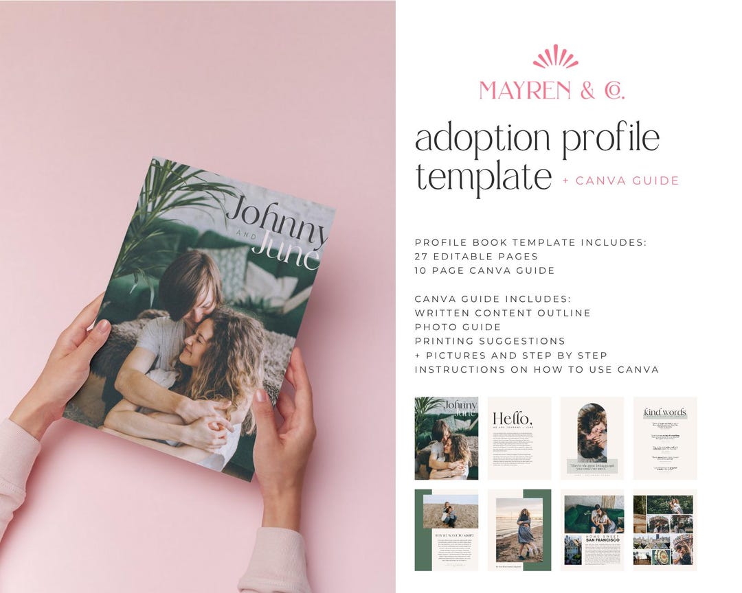 Adoption Profile Book Template • Editable Canva Guide (digital Download ...