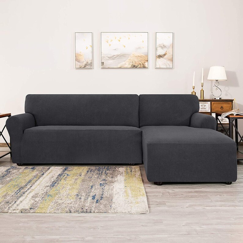 L Shape Sectional Couch Covers Stretchy Chaise Lounge Cover L Etsy