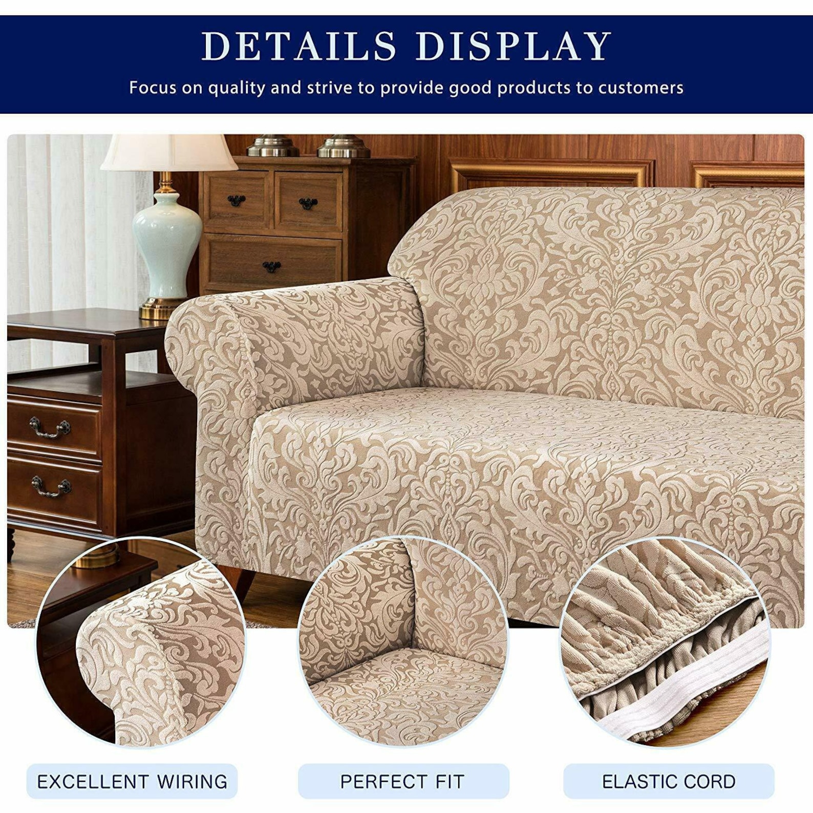 1piece Jacquard Damask Sofa Couch Cover Stretch Slipcover Etsy