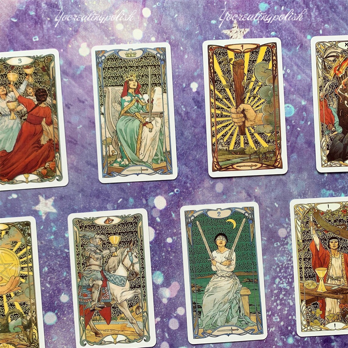 Golden Art Nouveau Tarot Cards Una baraja de 78 cartas guía Etsy