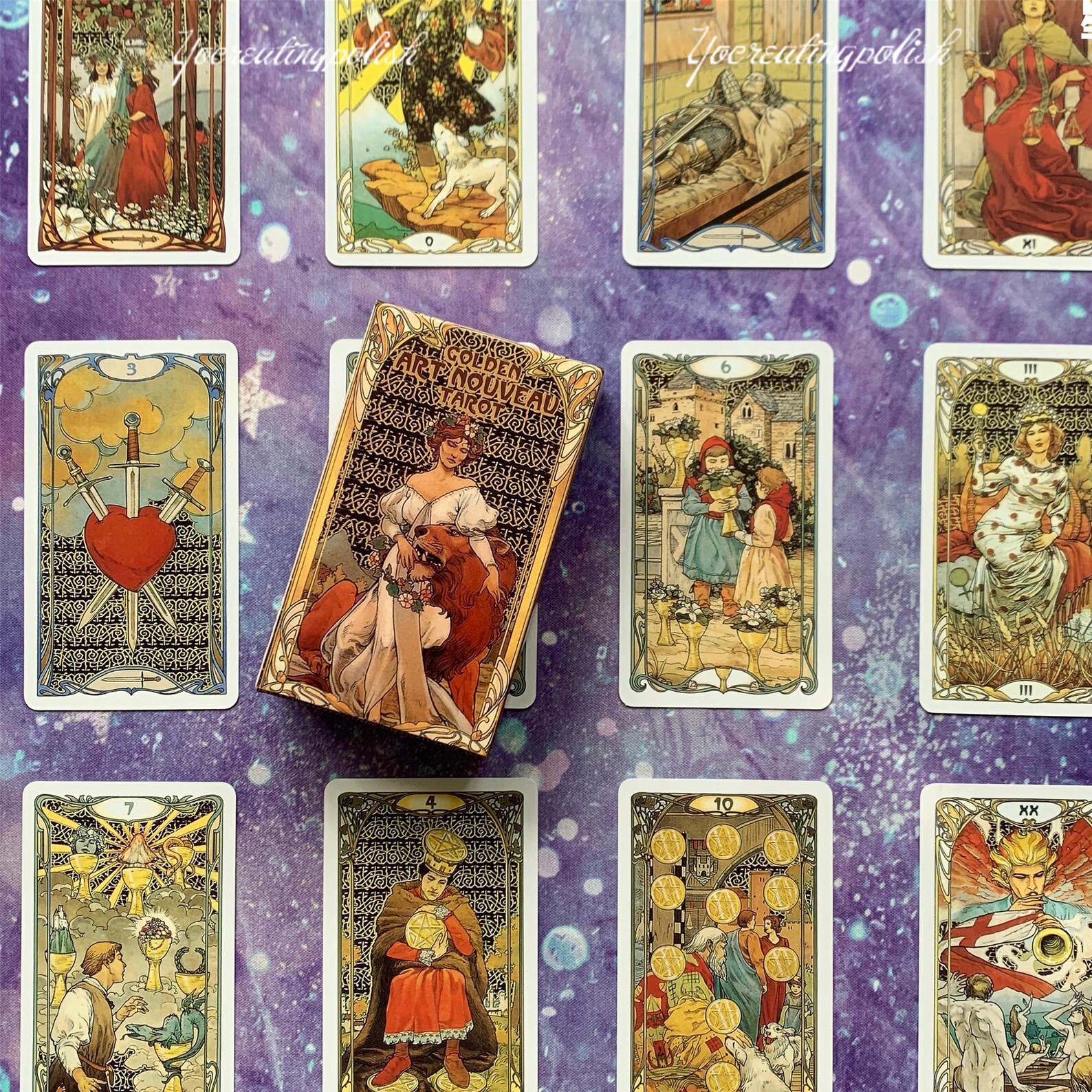 Golden Art Nouveau Tarot Cards Una baraja de 78 cartas guía Etsy