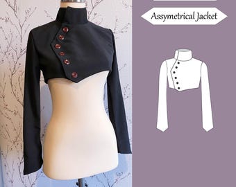 Molde para jaqueta bolero assimétrica | Molde para jaqueta bolero assimétrica | Estilo Techwear | Estilo japonês | Molde para fantasia