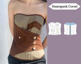 Assymetrisches Korsett Schnittmuster | Steampunk Bustier | US Letter, A0, A4