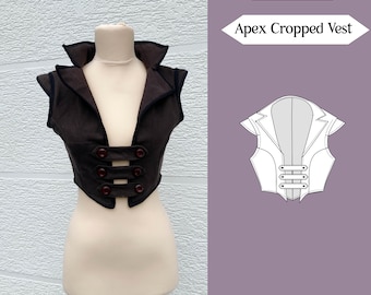 Apex Cropped Weste Schnittmuster | Krieger Weste | Viktorianisches Fantasy Kostüm | A4, US Letter & A0 + Nähanleitung