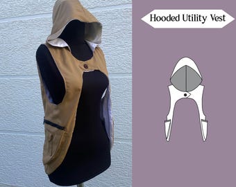 Nützliche Weste mit Kapuze | Holsterhaube | Kostüm-Schnittmuster | Shrug Jacke | A4, US Letter & A0 + Nähanleitung