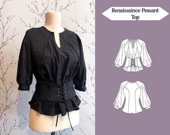 Rennaissance Peasant Top | Medieval Blouse | Gothic Corset Top | A4,US Letter & A0 + Sewing instructions