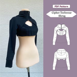 Patron de couture pour ensemble gilet Cipher Techwear | Gilet à capuche | Soutien-gorge utilitaire | Patron de costume cyberpunk | Formats A4, Lettre US et A0 + Instructions de couture