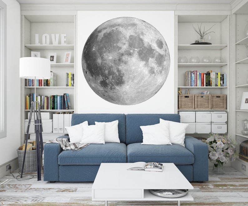 Black & White Full Moon Wall Decal High Quality Wall Vinyl Etsy