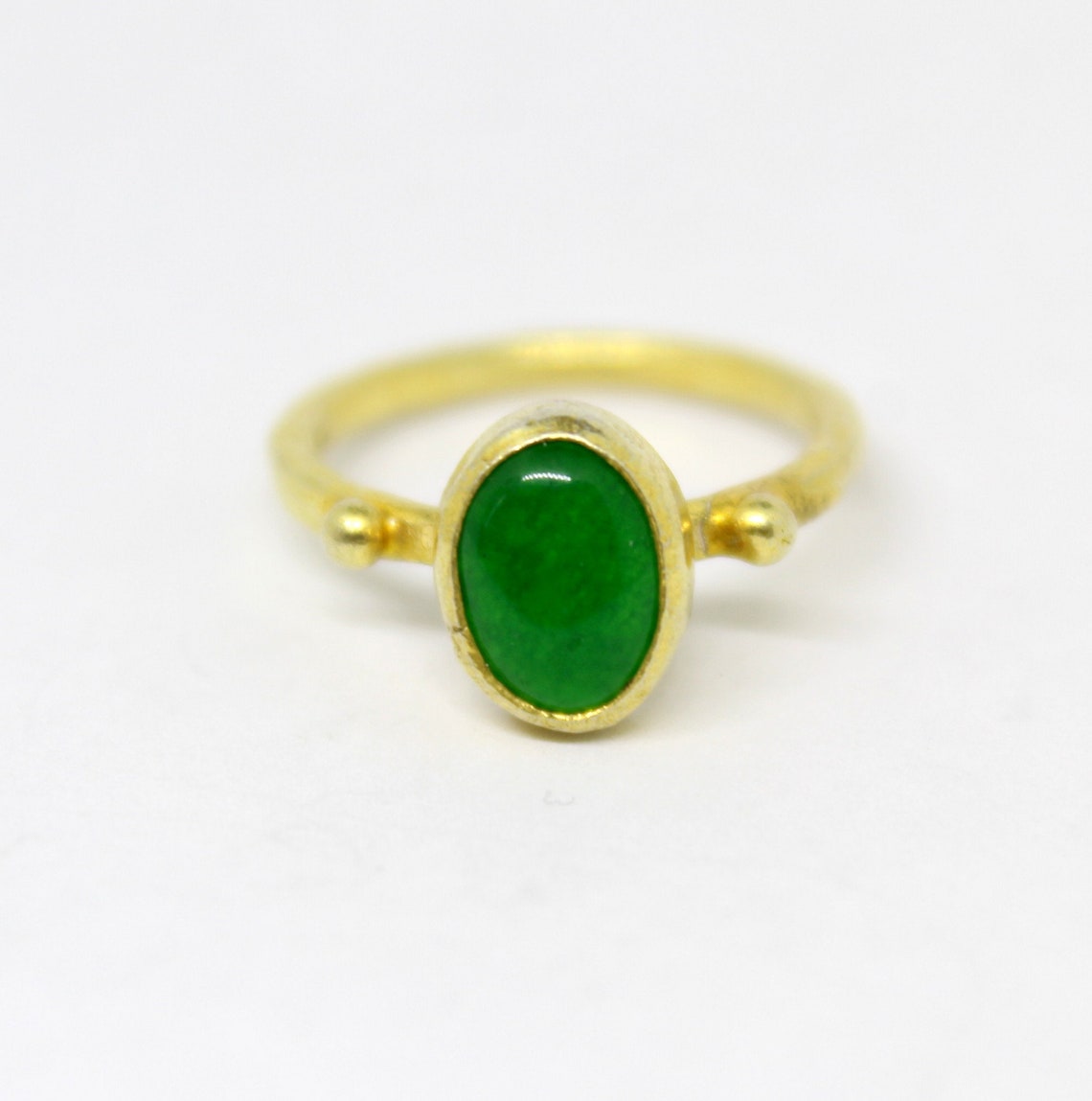 Handmade Oval Green Jade Ring Men's Band Ring Engagement Etsy