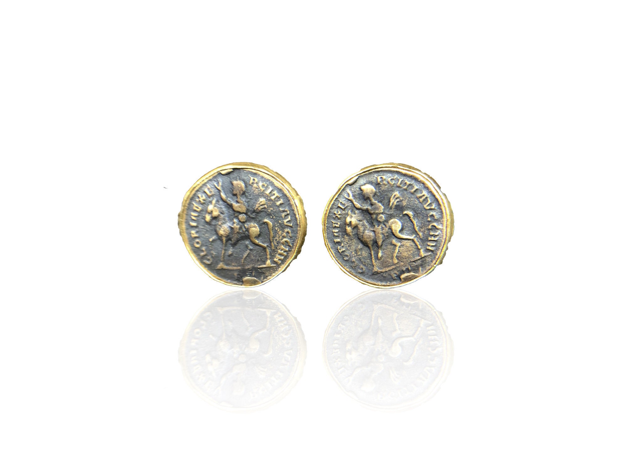 Design Handmade Roman Coin Unique Stylish Earring 24K Gold - Etsy