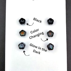 Tiny Mismatched Flower Stud Earrings, Delicate Iridescent Glow in the Dark Stud Earring Set for Sensitive Ears, Mood Color Changing Earring