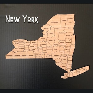 New York State Puzzle, Laser Cut Wooden State Map Jigsaw Puzzles, County Jigsaw Puzzles, State of New York Wood Puzzle Gift