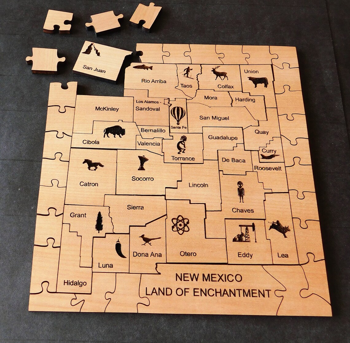 New Mexico State Wooden Jigsaw Puzzle/Laser Cut Puzzle/Wooden Etsy