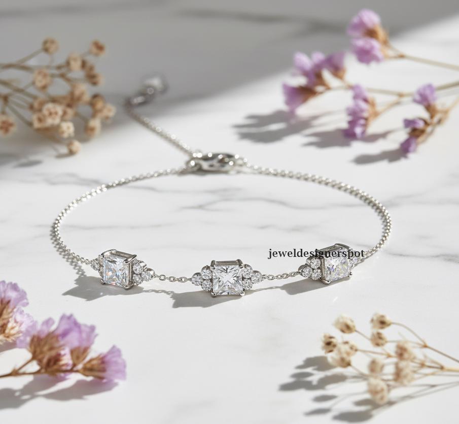 Bracelet Moderne Or Et Bleu Incrusté De Cristaux - 3 Rangs, Occasion Bon état