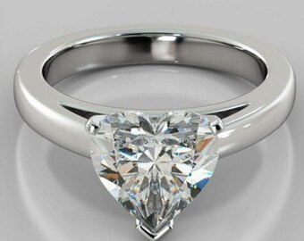 Solitaire Ring, Heart Shape Engagement Ring, Stackable Ring, 14K Gold Moissanite Ring, 2CT Heart Shape Moissanite Wedding Ring, Promise Ring