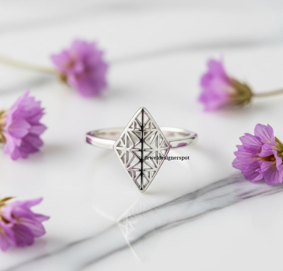 Circa 1920 Edwardian Art Deco Ring, Antique Lozenge Shaped Ring