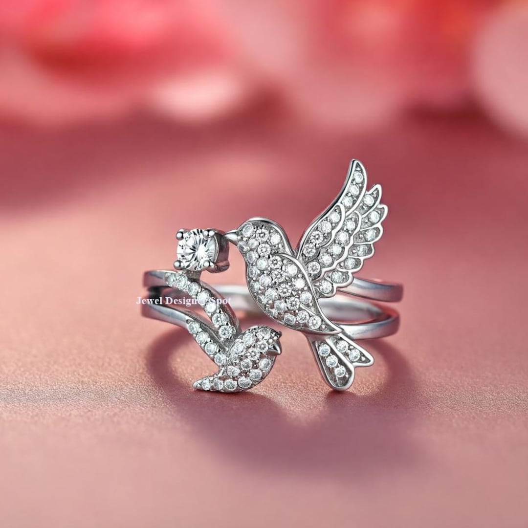 Flying Rings Birds Bird Inspired Ring, Bypass Style Bird Ring, Dove Ring, Flying Birds ...