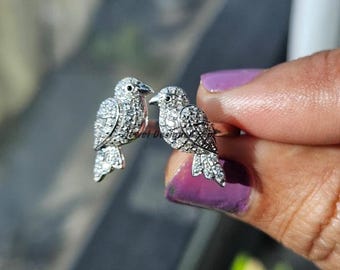 frank and easy sv lovebird ring 14号 Bird Inspired Ring| Open Cuff Adjustable Sparrow Bird Ring| Pavé