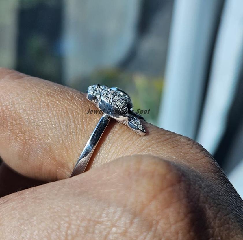 Bird Inspired Ring, Open Cuff Adjustable Sparrow Bird Ring, Love