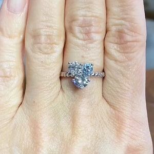 Blue Sapphire Ring, Three Stone Ring, Round Cut Diamond Engagement Ring, Twisted Shank Ring, Diamond Wedding Ring, 925 Sterling Silver Ring