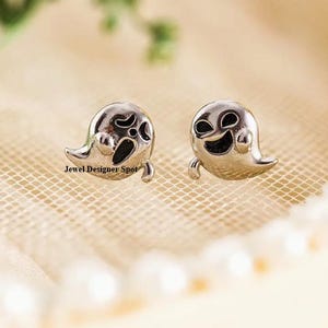 Halloween Ghost Stud Earrings, Cute Spooky Studs Earrings, Little Devil Ghost Stud Earrings, Perfect For Teens Earrings, 925 Silver Earrings