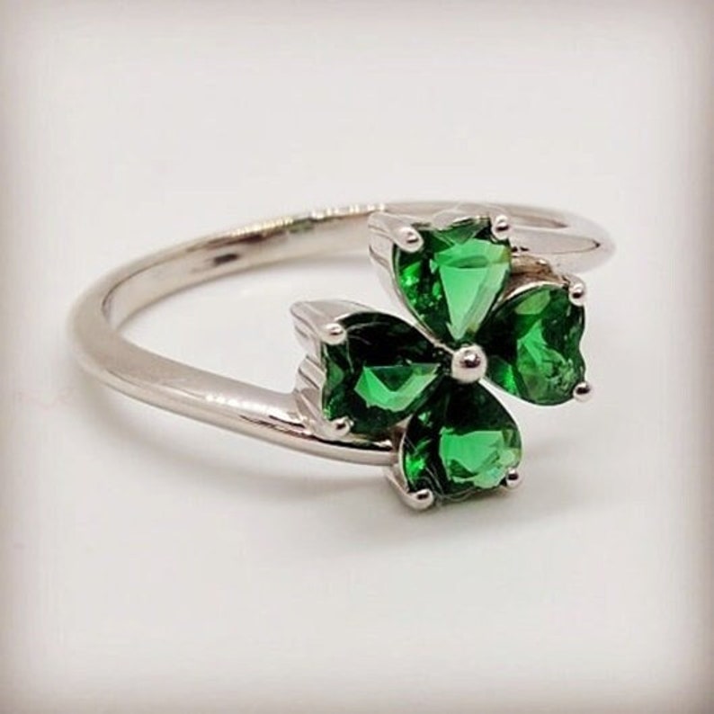 Swirl Bypass Ring, Floral Style Wedding Ring, Four Leaf Clover Ring ...
