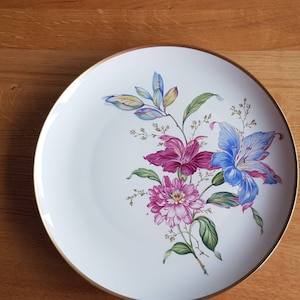 Prato de parede vintage Eschenbach Bavaria Florence prato de serviço de porcelana 32,5 cm com borda dourada