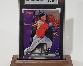 SGC Trading Card Display Stand Natural Walnut Wood SGC Graded Slab