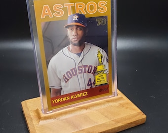 Trading Card Display Stand Natural Oak Wood