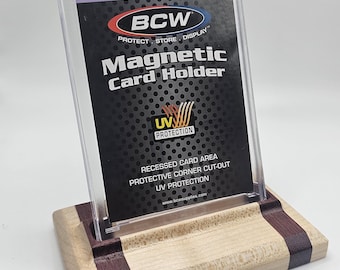 IronHorse Artisan Collection | Custom Inlay Wooden Trading Card Display | Handmade Card Stand