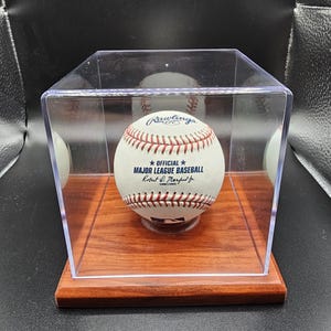 Baseball Softball Display Stand Wood Acrylic Exotic Wood