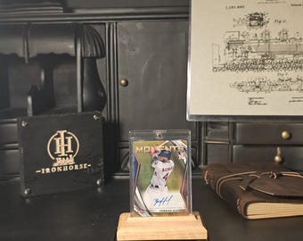 IronHorse Heritage Collection - Handcrafted Wooden Trading Card Display - One-Touch Magnetic - Oak