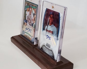 Trading Card Display Stand Natural Walnut or Maple Wood