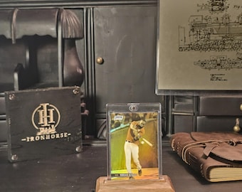IronHorse Heritage Collection - Handcrafted Wooden Trading Card Display - One-Touch Magnetic Protector - Black Walnut