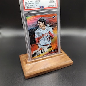 Espositore per carte da gioco in legno di noce naturale, lastra di carta da baseball classificata PSA