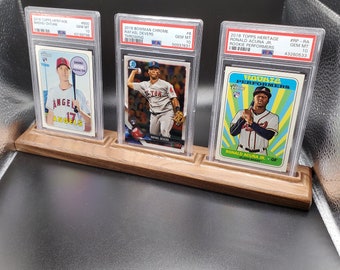Présentoir de Cartes à Collectionner, Rangement de Cartes à Collectionner à 3 Niveaux avec Tiroir Personnalisé, Présentoir de Cartes en Bois Gradué