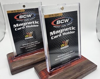 IronHorse Artisan Collection | Custom Inlay Wooden Trading Card Display | Handmade Card Stand