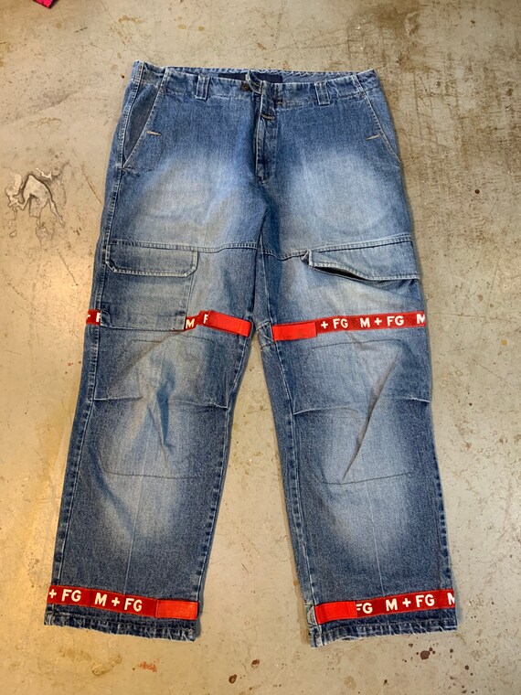 Vintage 90s girbaud strap jeans blue red 44 xxlCrazy vintage Etsy
