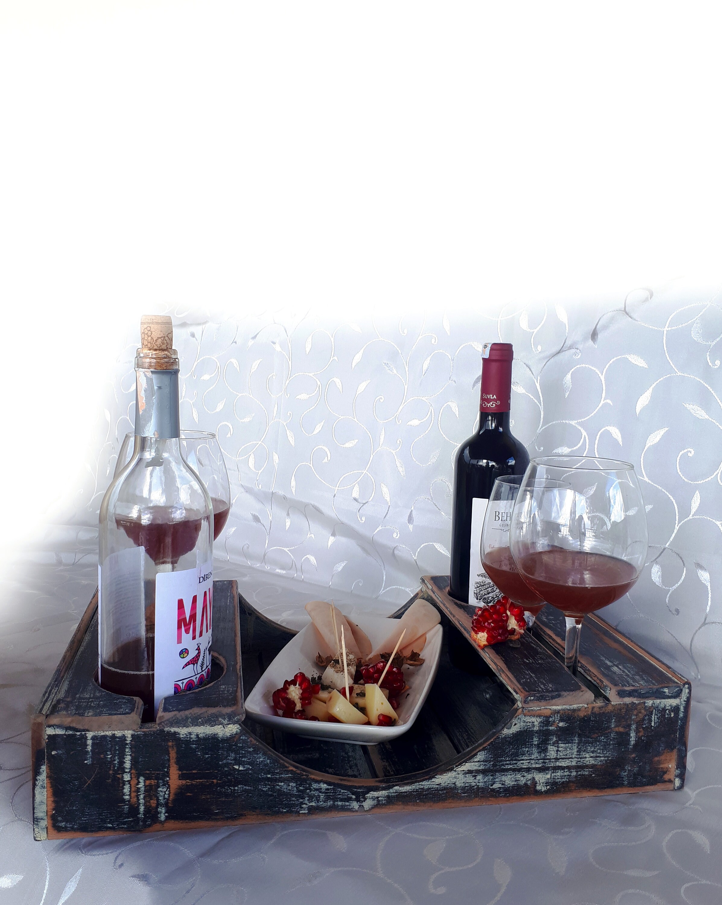 Wine Serving Tray, Wooden Tray, Portable Wine Presentation, Stylish