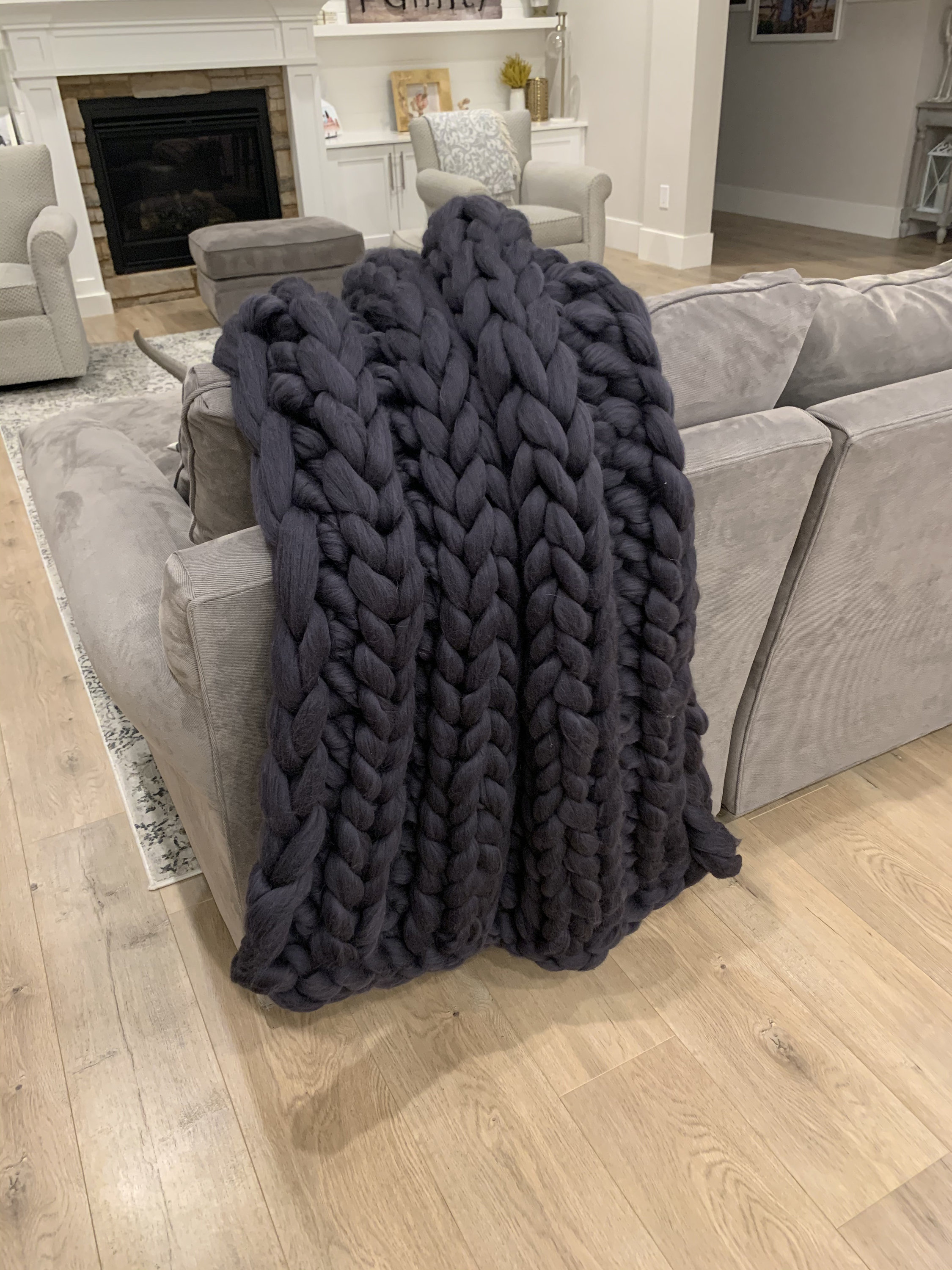 Dark Grey Chunky Knit Blanket Chunky Knit Throw USA Chunky Etsy