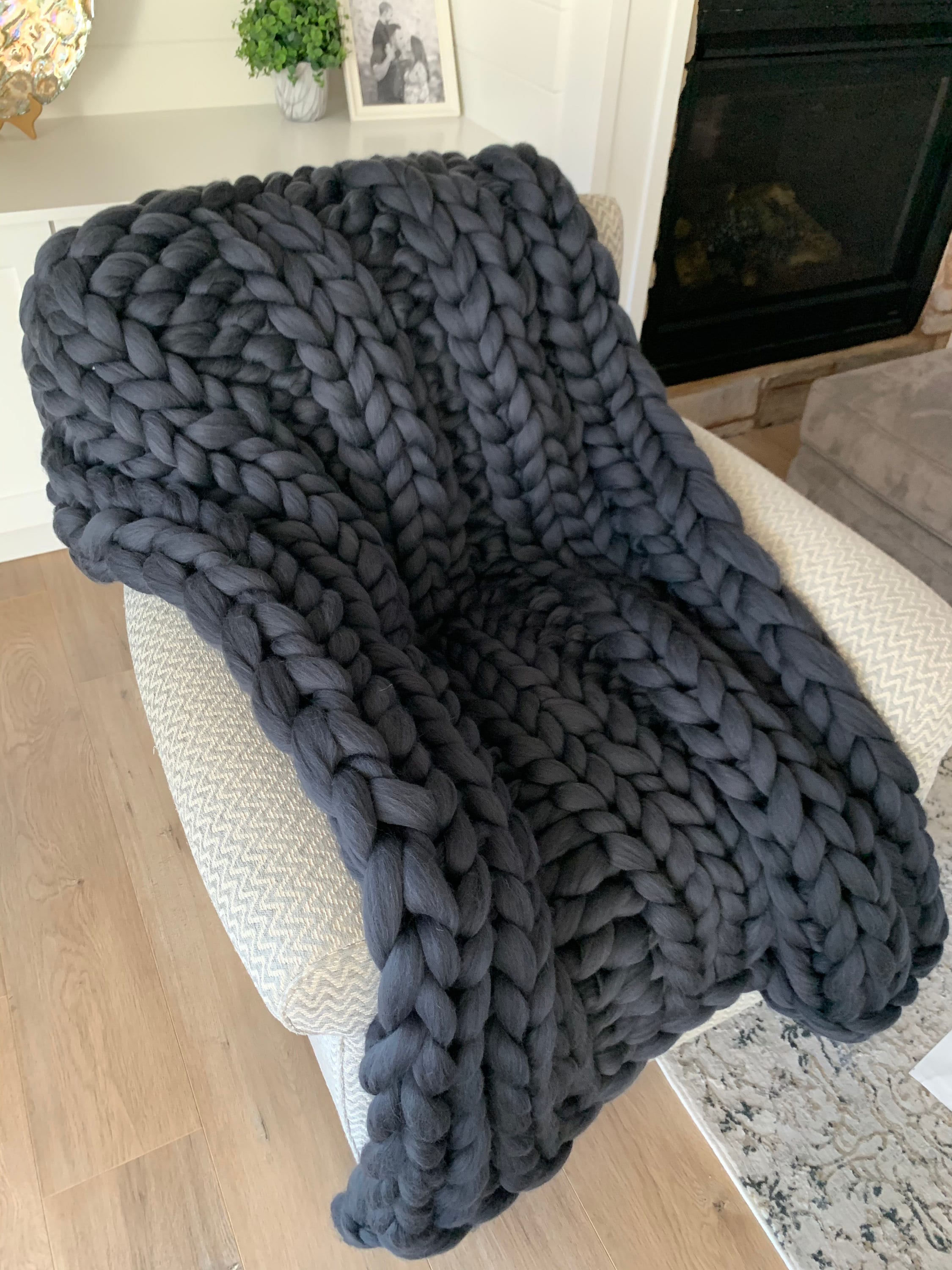 Dark Grey Chunky Knit Blanket Chunky Knit Throw USA Chunky Etsy