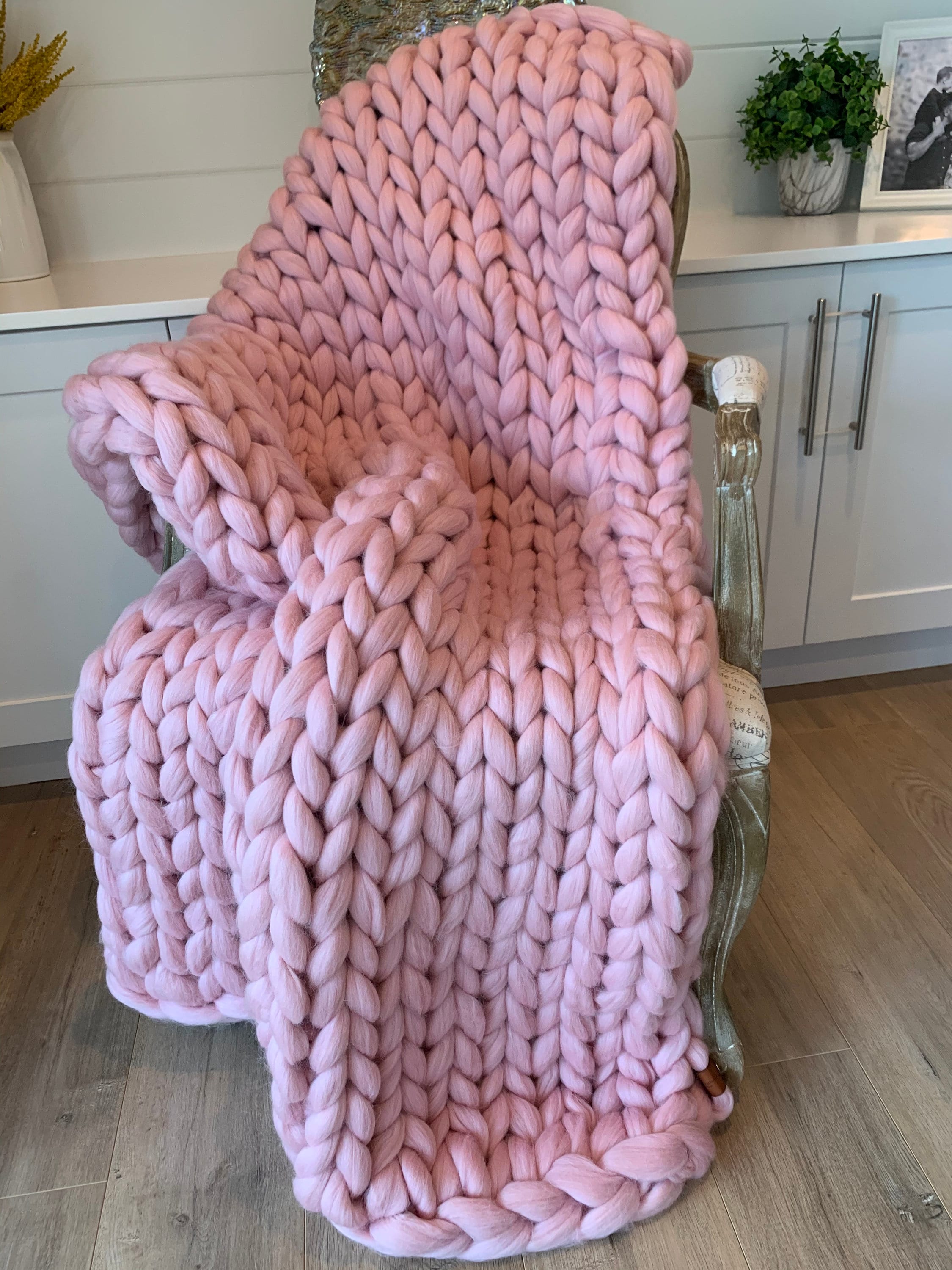 Throw Knit Blanket Giant Knit Blanket Pink Chunky Knit Etsy