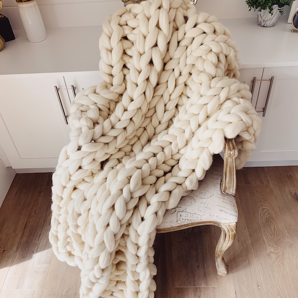 Chunky Knit Blanket Etsy