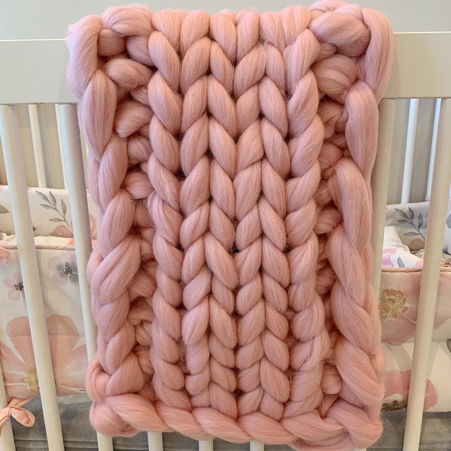 Soft Pink Baby Blanket Chunky Knit Blanket Custom Made Baby Etsy
