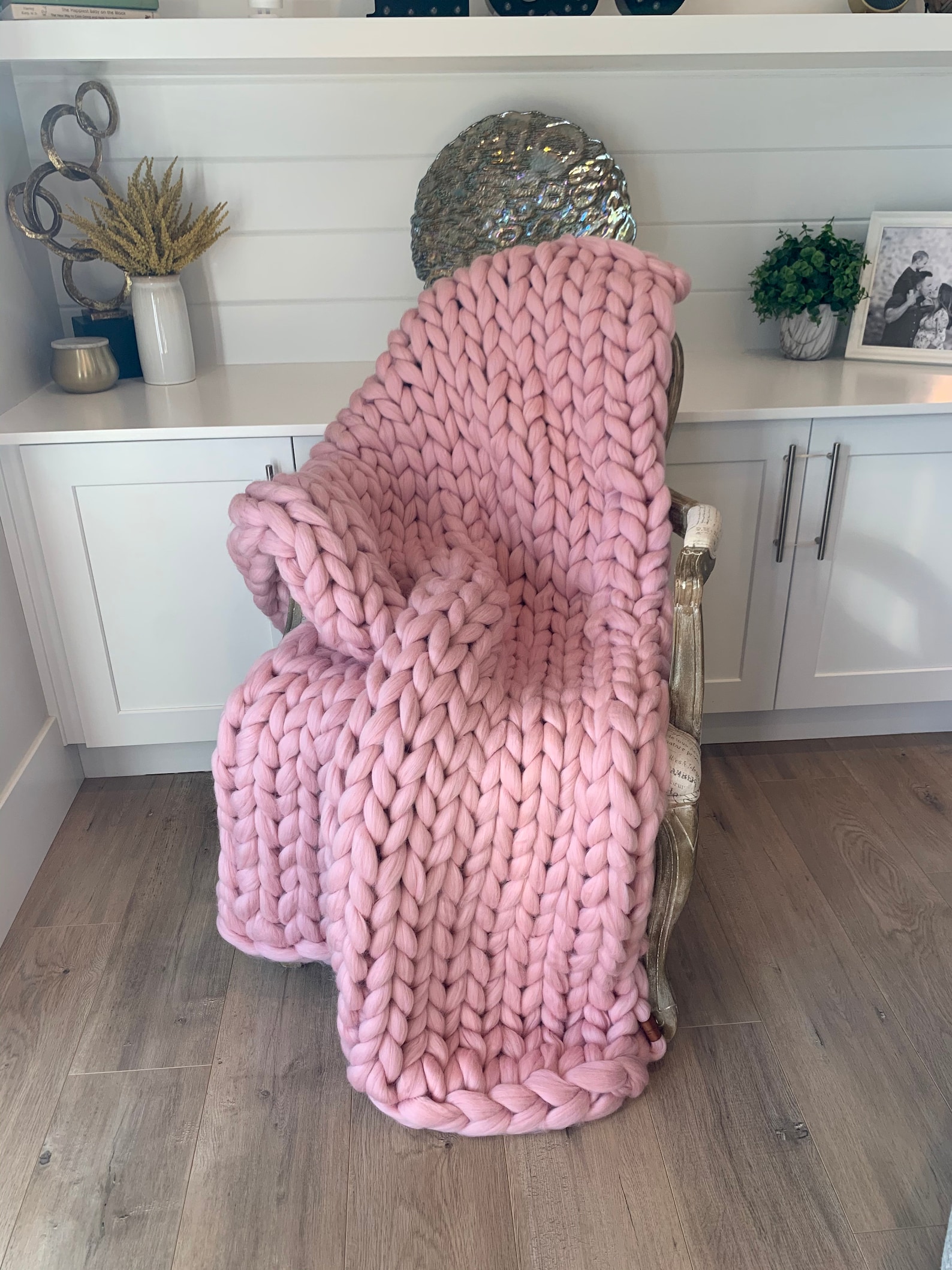 Pink Throw Knit Blanket Giant Pink Knit Blanket Pink Chunky | Etsy