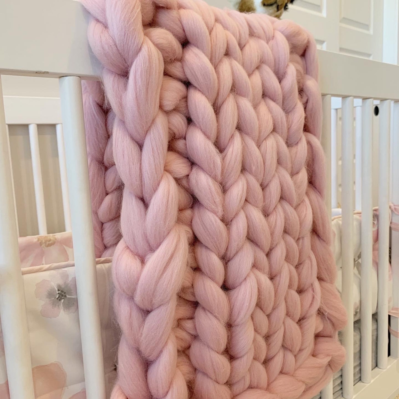 Soft Pink Baby Blanket Chunky Knit Blanket Custom Made Baby Etsy
