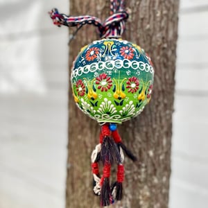 Outdoor Decor, Ethnic Turkish Ball Hanger, Hanging Ceramic Ball, Turkish Pottery, Garden Ornament, Porch Decor, Patio & Yard New House Gift