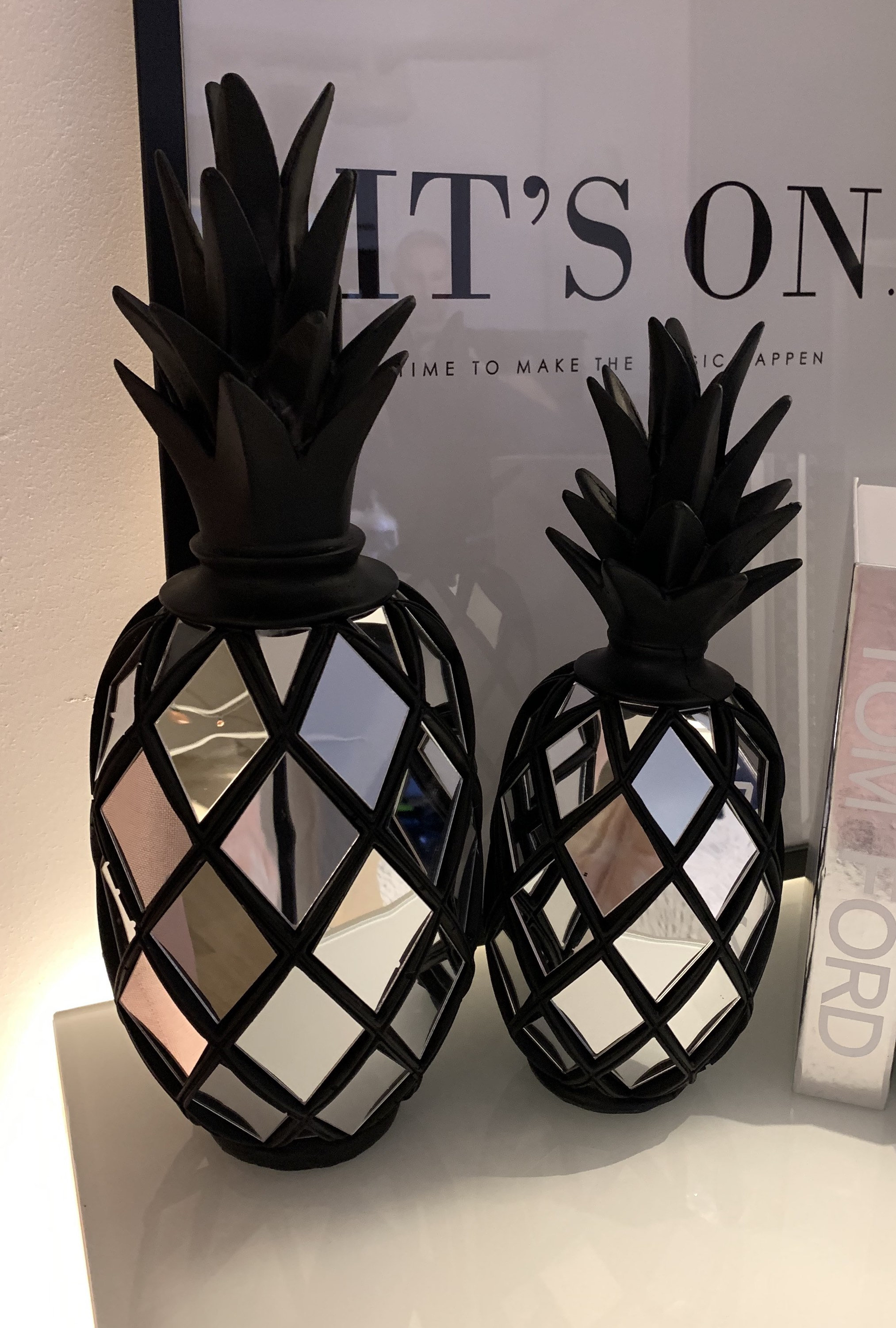 Black Pineapple Decor Set Pineapple Objects Pineapple Home Etsy