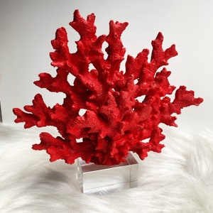 Decorative Red Crystal Coral Reef, Office Decor, Coral Object, Coral Stone Sculpture, Luxury Home Decor Objects, Christmas Gifts For Her image 1